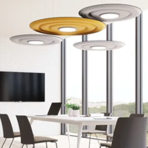 pannelli acustici con illuminazione a soffitto